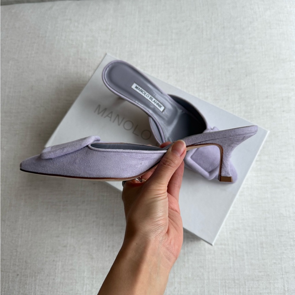 Manolo Blahnik Lavender Mules - Picture 2 of 4